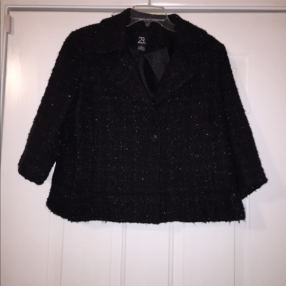 23rd St. Brand black and with silver threads crop jacket size Large - Picture 2 of 11